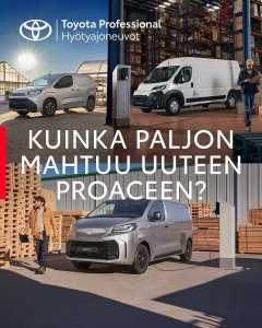 Täyssähköiseen ja monipuoliseen Toyota Proace -mallistoon mahtuu paljon hyötyjä yrittäjälle: valinnanvaraa kaiken kokois...