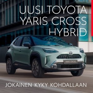 MEILTÄ NYT TOYOTA YARIS CROSS -MALLEJA METALLIVÄRILLÄ VUODEKSI 329 €/KK! Uusi Yaris Cross 1,5 Hybrid 116 Intense haluam...